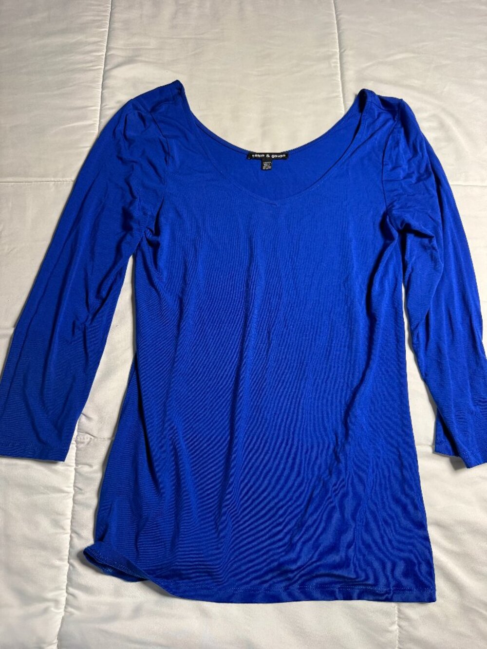 Cable & Gauge Royal Blue Ultra Soft Modal Stretch V-Neck Top - XS
